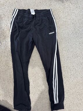 adidas Black Jogger Sweatpants with White Stripes
